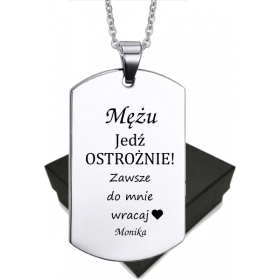 Nieśmiertelnik Prezent dla Męża Kierowcy z Dedykacją